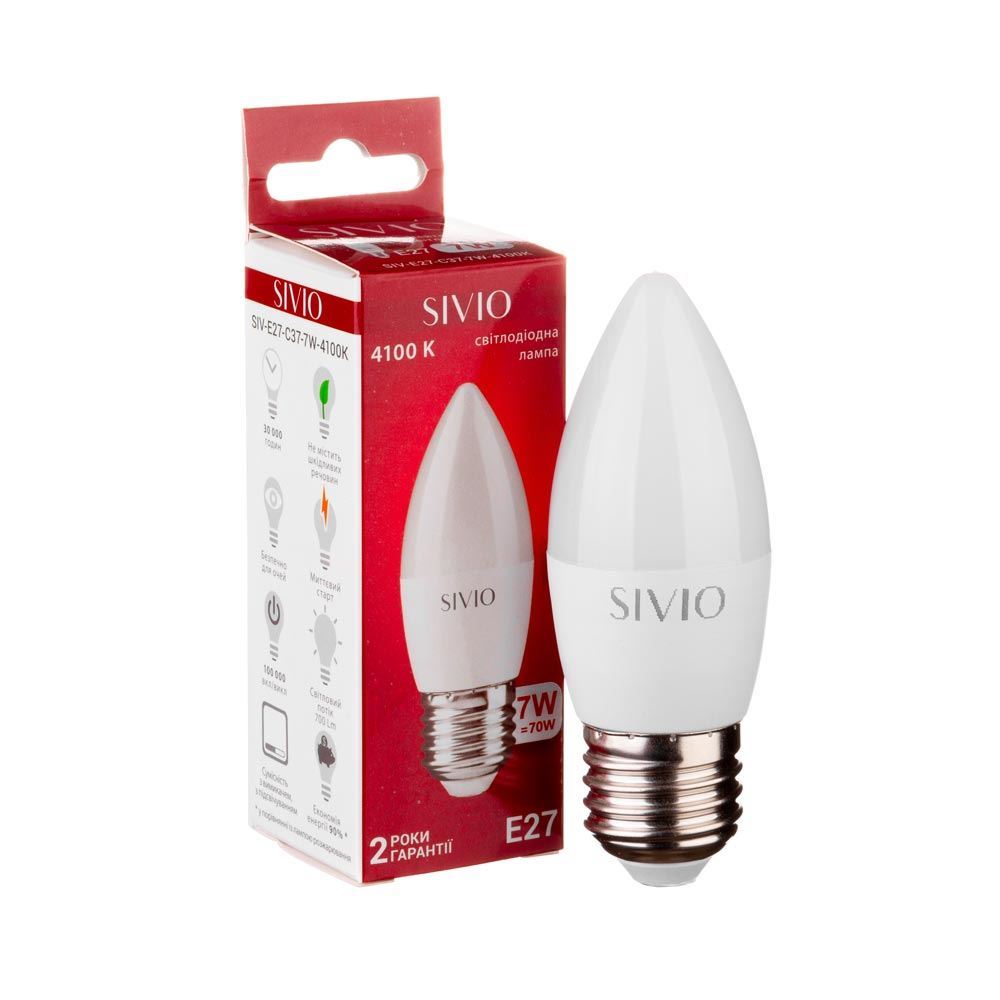LED lamp SIV-E27-C37-7W-4100K SIVIO (1012808)