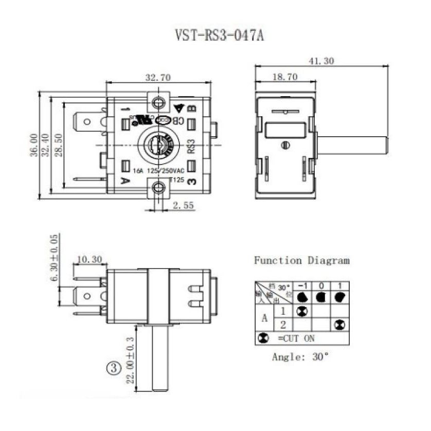 3-position switch Vasstrength VST-RS3-047A