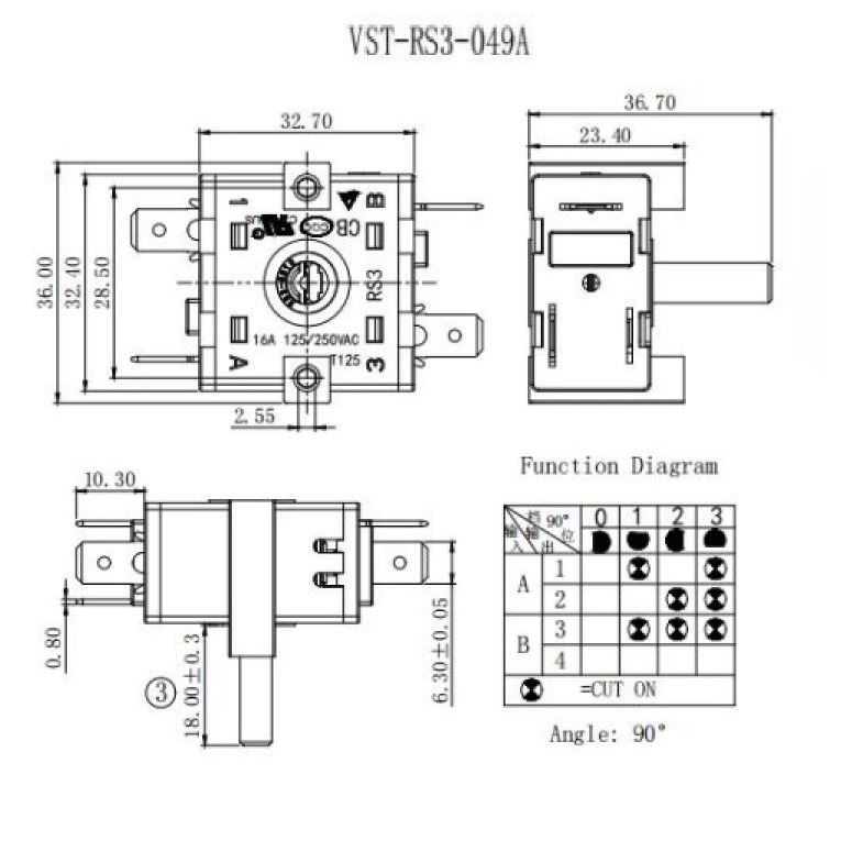 4-position switch Vasstrength VST-RS3-049A