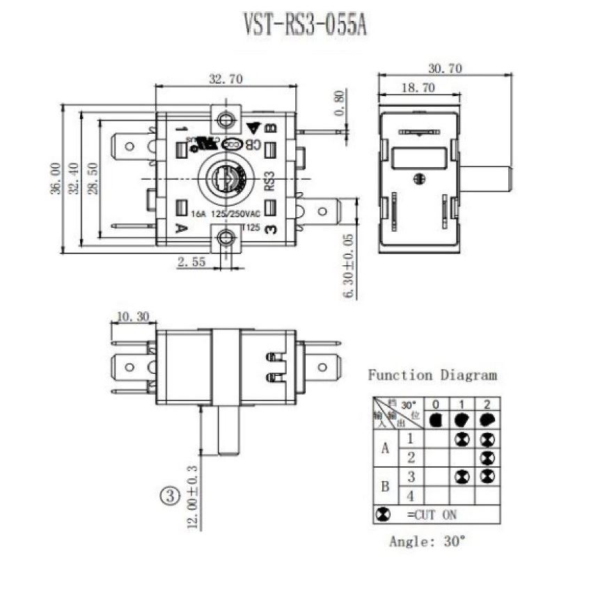 3-position switch Vasstrength VST-RS3-055A