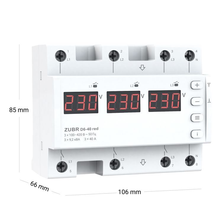 Voltage relay ZUBR D6-40 red