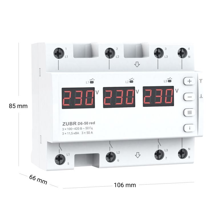 Voltage relay ZUBR D6-50 red