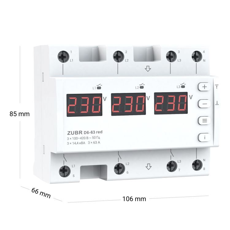 Voltage relay ZUBR D6-63 red