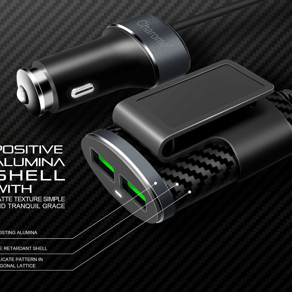 Автомобільний зарядний пристрій CHAROME C7 4-Port Front and Back Seat Car Charger Black