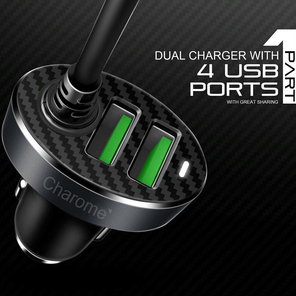 Автомобільний зарядний пристрій CHAROME C7 4-Port Front and Back Seat Car Charger Black