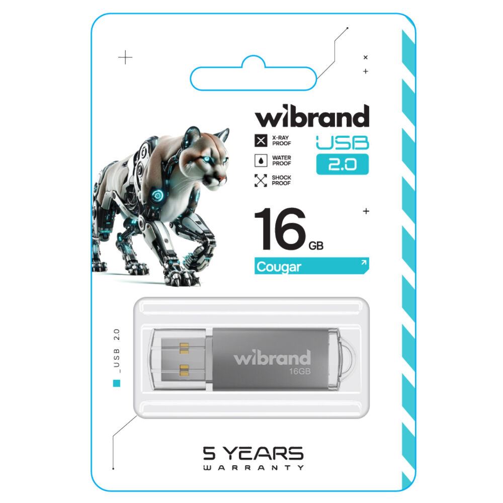 Флеш-накопичувач Wibrand USB 2.0 Cougar 16Gb Silver