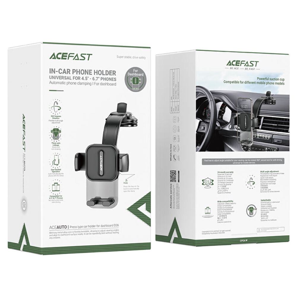 Автотримач для телефона ACEFAST D26 press type car holder for dashboard Black