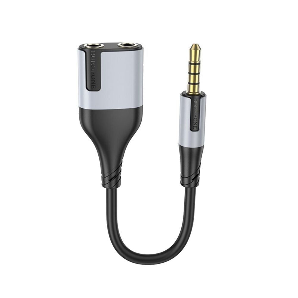 Аудіокабель BOROFONE BL19 Creator 2-in-1 audio adapter cable 3.5mm Black