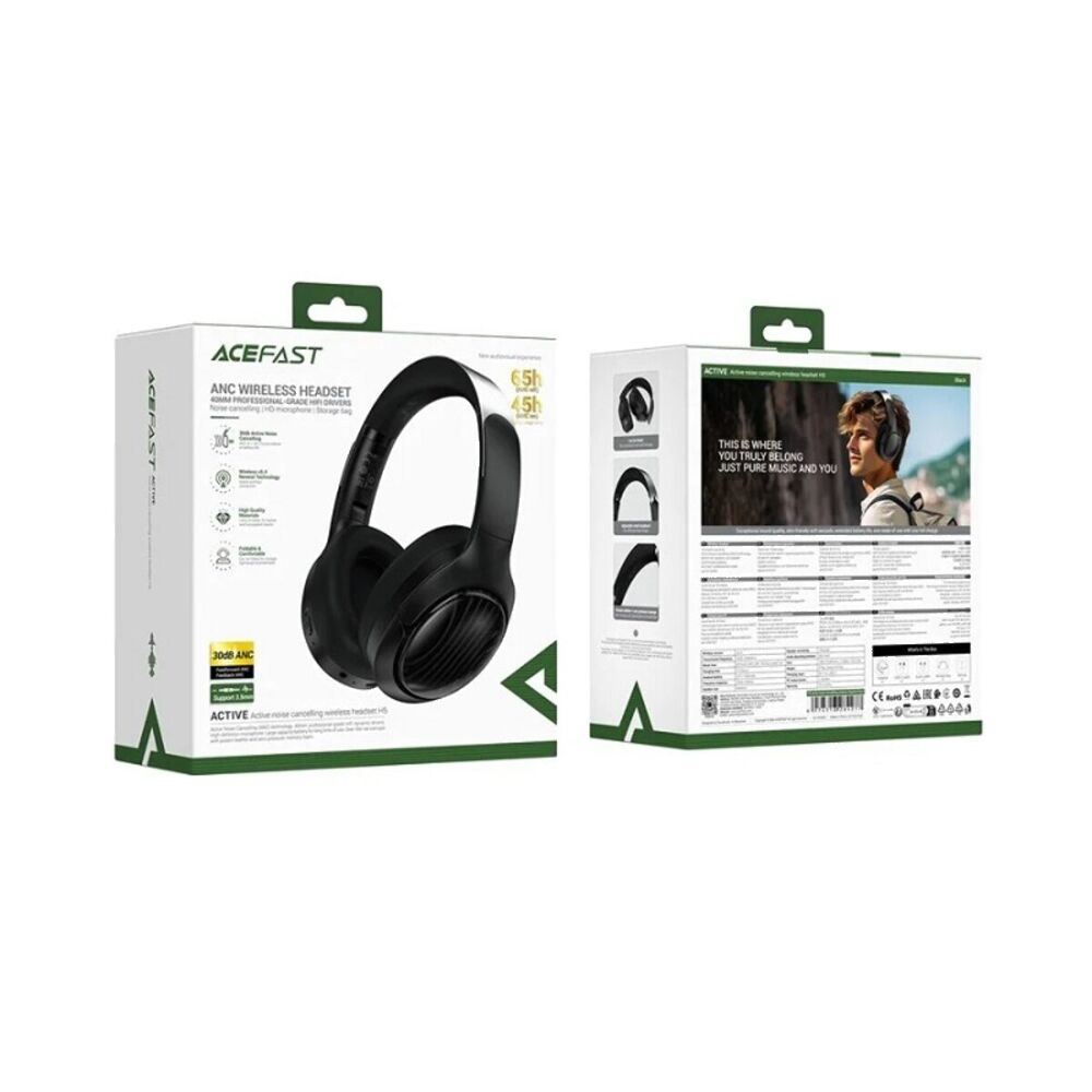 Бездротові навушники ACEFAST H5 active noise cancelling wireless headset Black